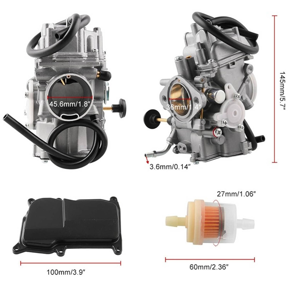 Solidspare Carburetor For Yamaha Warrior 350 YFM350X 1987-2004 Kodiak 400 YFM400FW 1993-98
