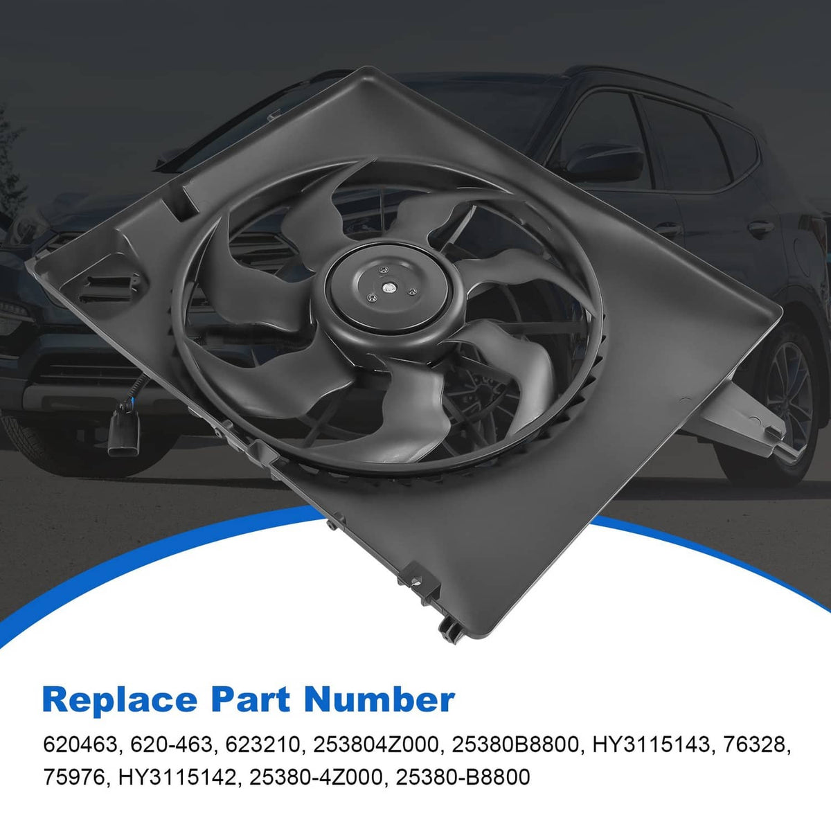 Solidspare Engine Radiator Cooling Fan Assembly For Hyundai Santa Fe kia 2013-2018 620-463