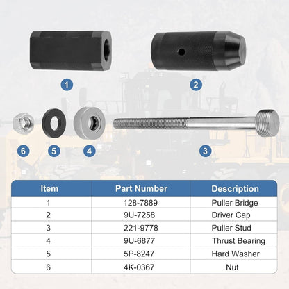 Solidspare Injector Sleeve Cup Remover Installer Tool Set 9U-6891 for CAT 3406E C10 C12 C15