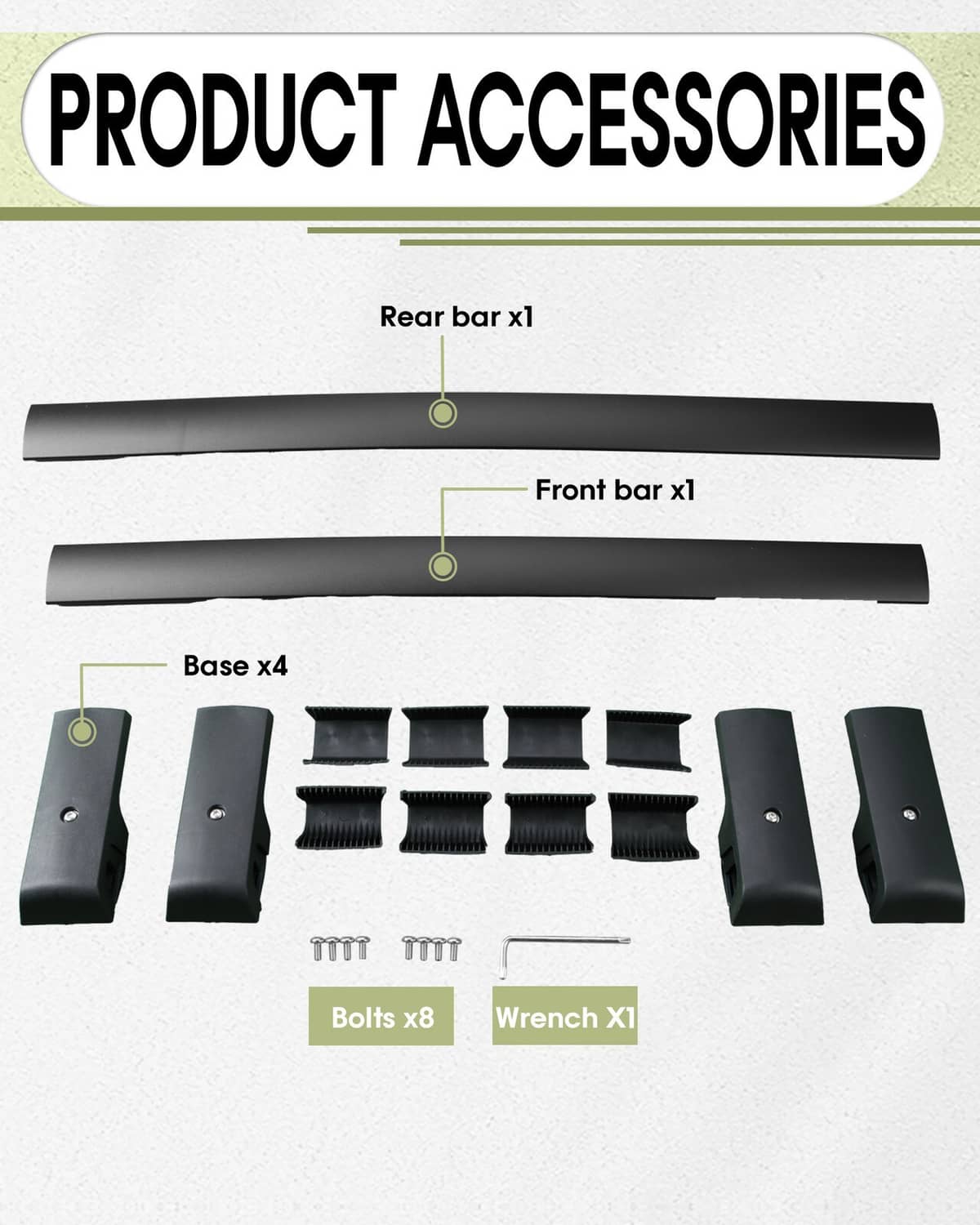 Solidspare Pair Black Aluminum Cross Bars Roof Racks Rail Fit for 2014-2024 Subaru Forester