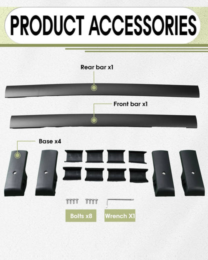 Solidspare Pair Black Aluminum Cross Bars Roof Racks Rail Fit for 2014-2024 Subaru Forester