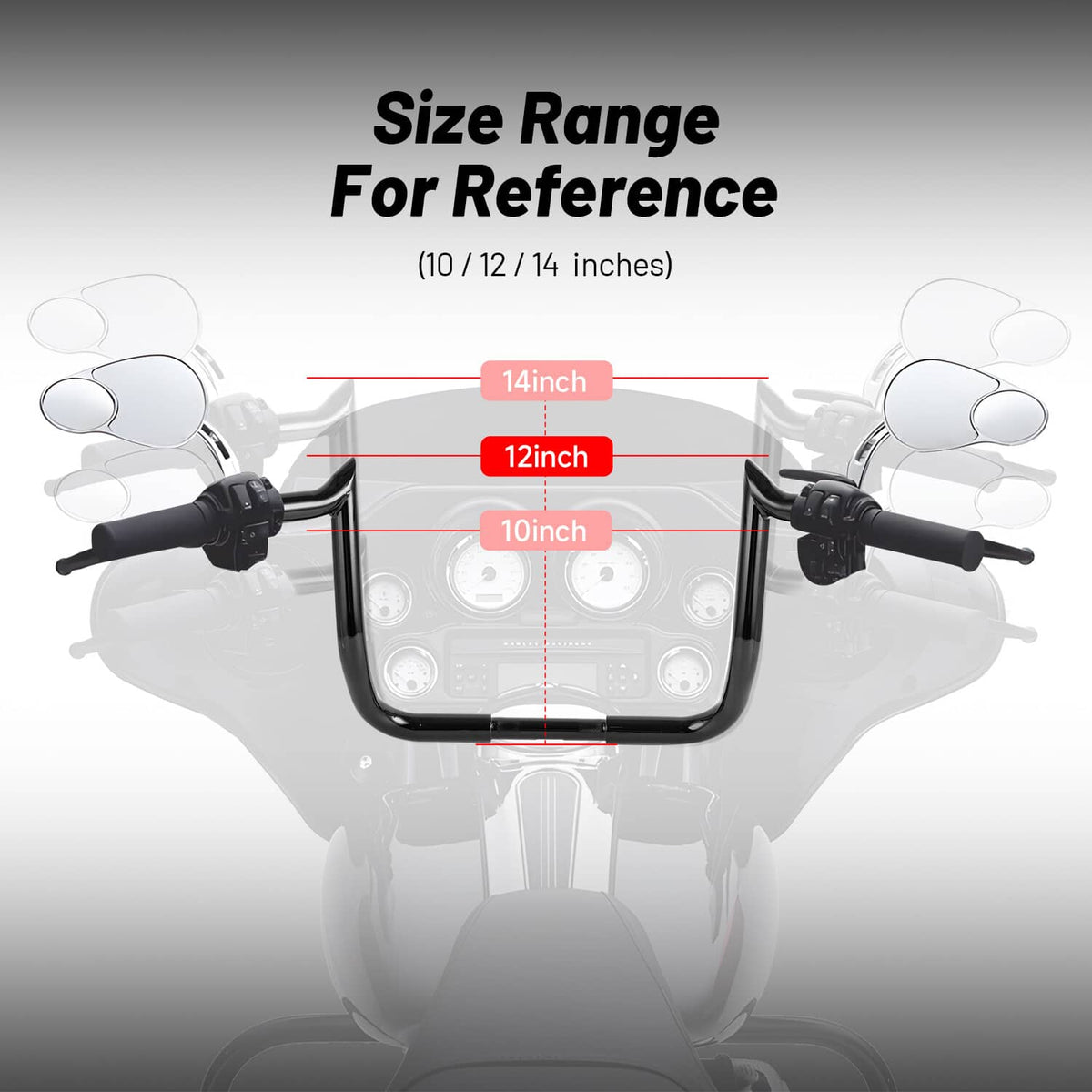 Solidspare 12 Inch Ape Hangers 1 1/4" Handlebar For Harley Street Glide Electra Tri Glide