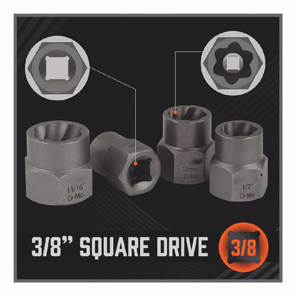 Solid Spare Impact Bolt Extractor Set Nut Remover Set Stripped Extraction Socket Tools 15pcs