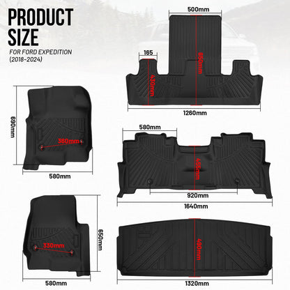 Solidspare Floor Mats and Cargo Liner Fit for 2018-2025 Ford Expedition 7-Seater Waterproof