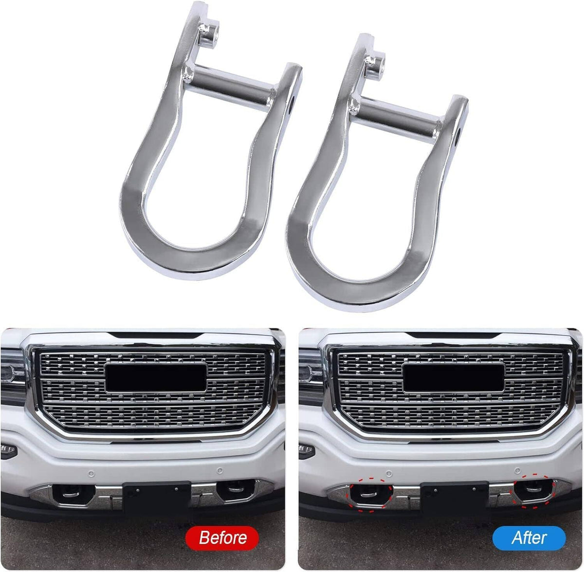 Solidspare Set Chrome Tow Hooks 84072462 for Chevrolet GMC Silverado Sierra 1500 2007-2019