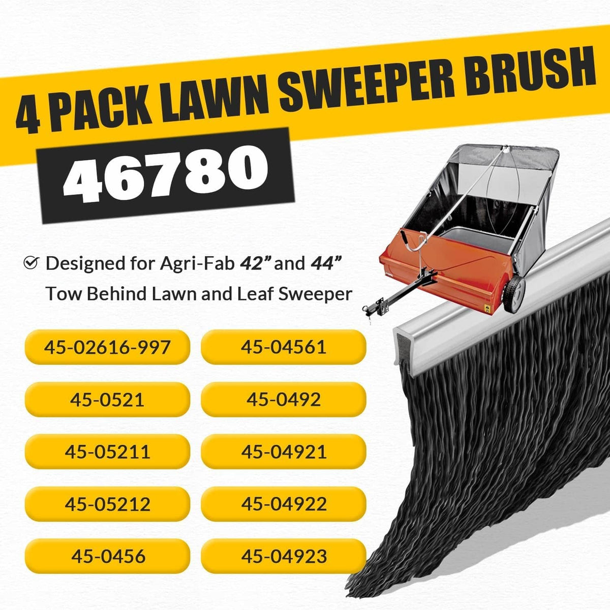 Solidspare 46780 Lawn Sweeper Brush 21” for Agri-Fab 42” Tow Behind Lawn & Leaf Sweeper 4Pc