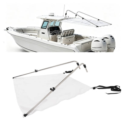Solidspare White Boat Sun Shade 304 Stainless Steel+Fabric Canopy For Universal Boat