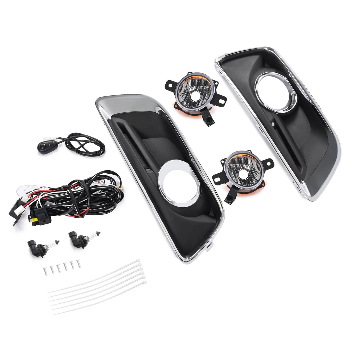Solid Spare For Chevy Malibu 2013-2016 Fog Lights Bumper Lamps w/ Black Bezel Molding Wiring