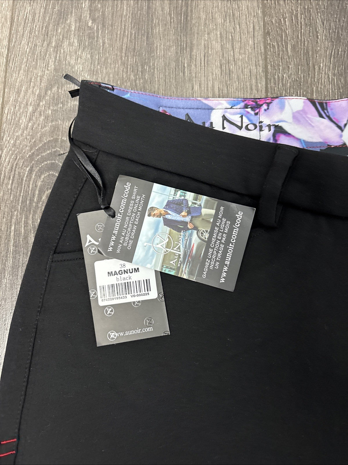 Au Noir Pants Mens 38 Black Magnum Sophisticated Slack Straight Leg Flex Stretch