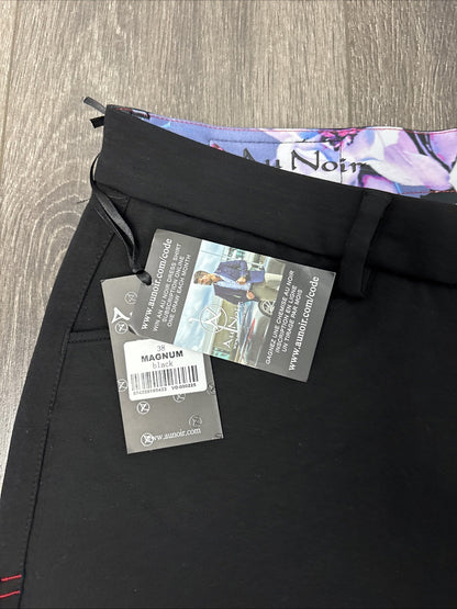 Au Noir Pants Mens 38 Black Magnum Sophisticated Slack Straight Leg Flex Stretch