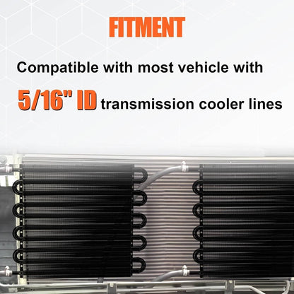 Solidspare 10 Rows Aluminum Universal Remote Transmission Oil Cooler Radiator Converter Kit