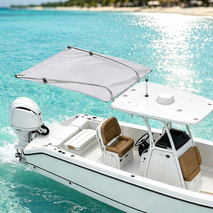 Solidspare Gray Boat Sun Shade 304 Stainless Steel+Fabric Canopy For Universal Boat
