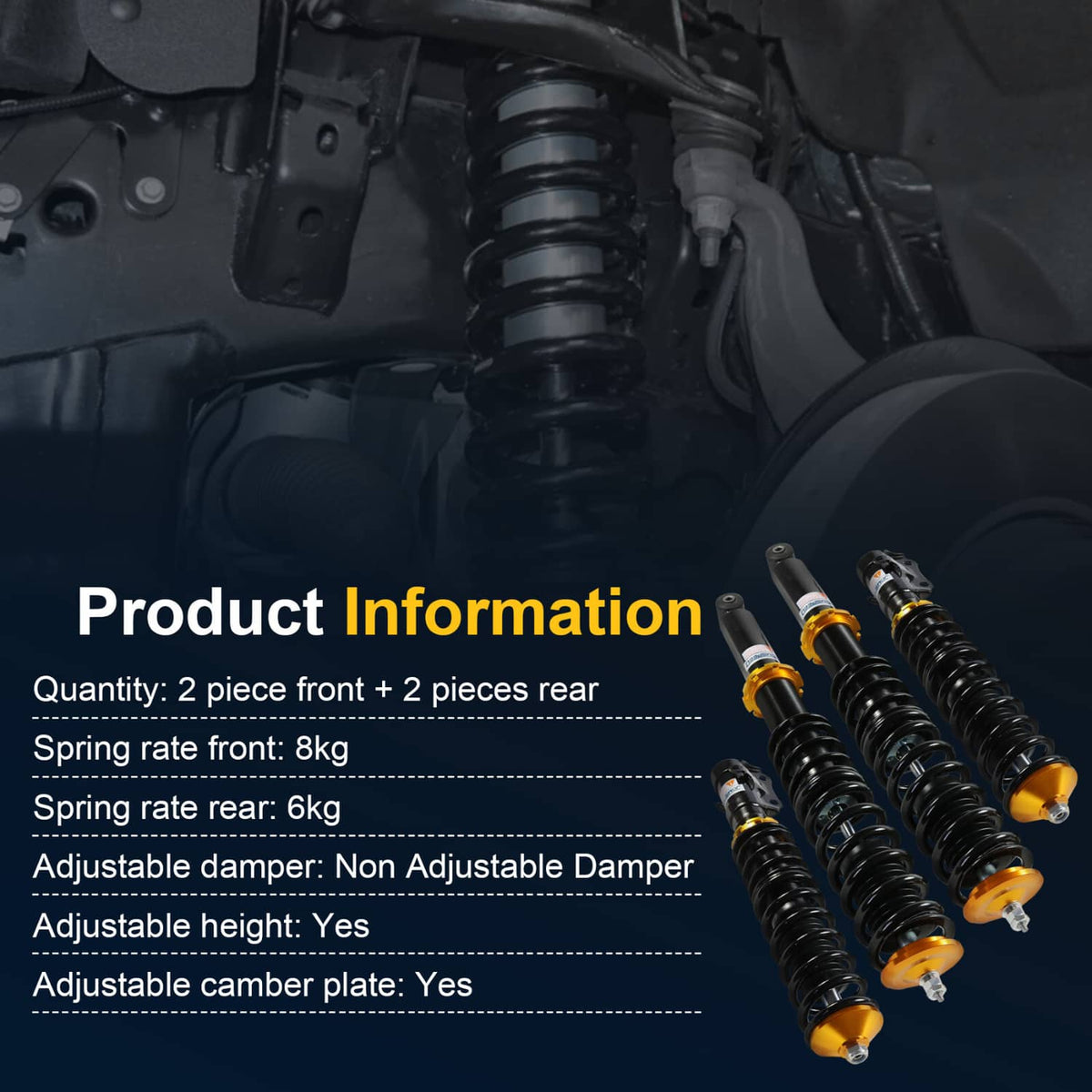 Solidspare Lowering Suspension Coilover Kit NEW For VW MK2 Vento / MK3 GOLF & JETTA Struts