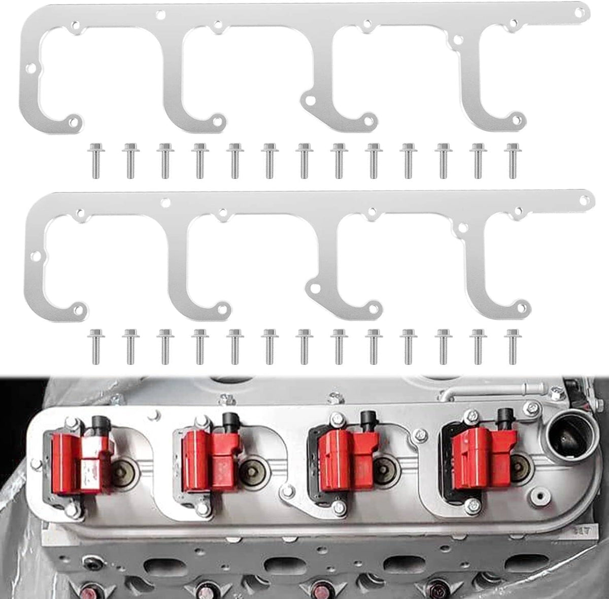 Solid Spare 5.3L LS Square Coil Brackets Valve Cover For D581 D514A D510C 12558693 LSX Swap