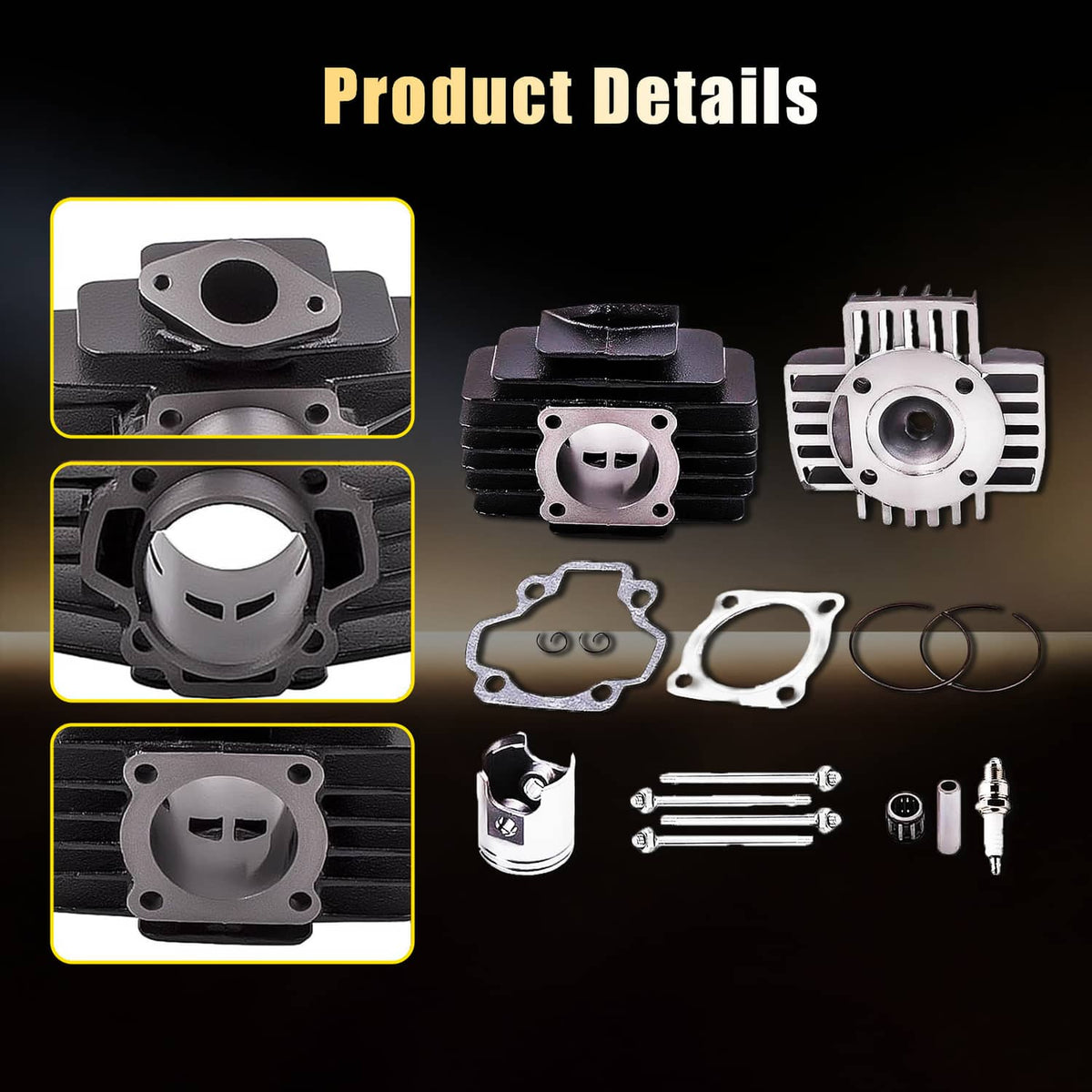 Solidspare 60CC Big Bore Set For 1981-2009 Yamaha PW50 Cylinder Piston Gasket Head Top End