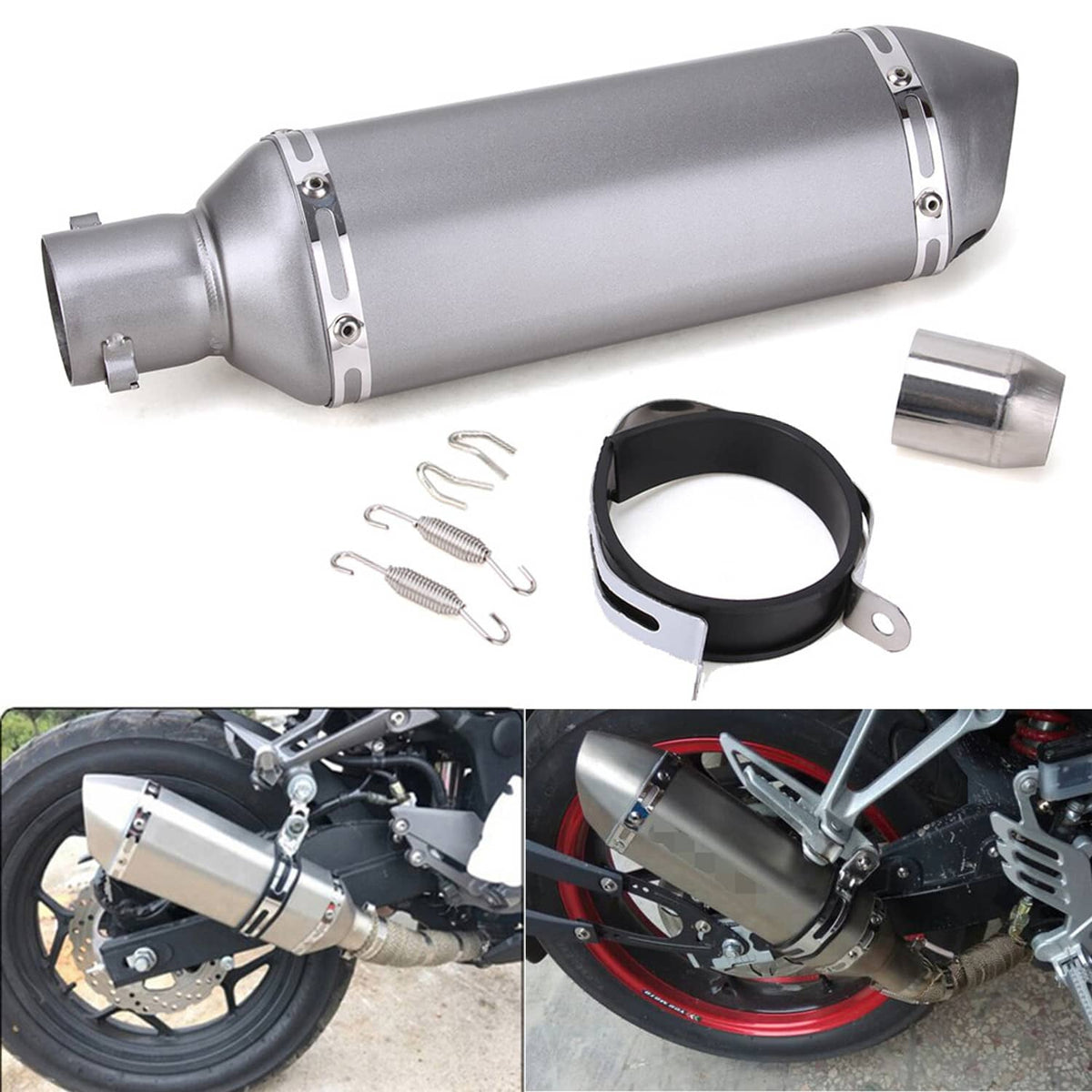 Solidspare Slip-on 38-51mm Universal Motorcycle Exhaust Muffler Pipe w/ DB Killer Silencer