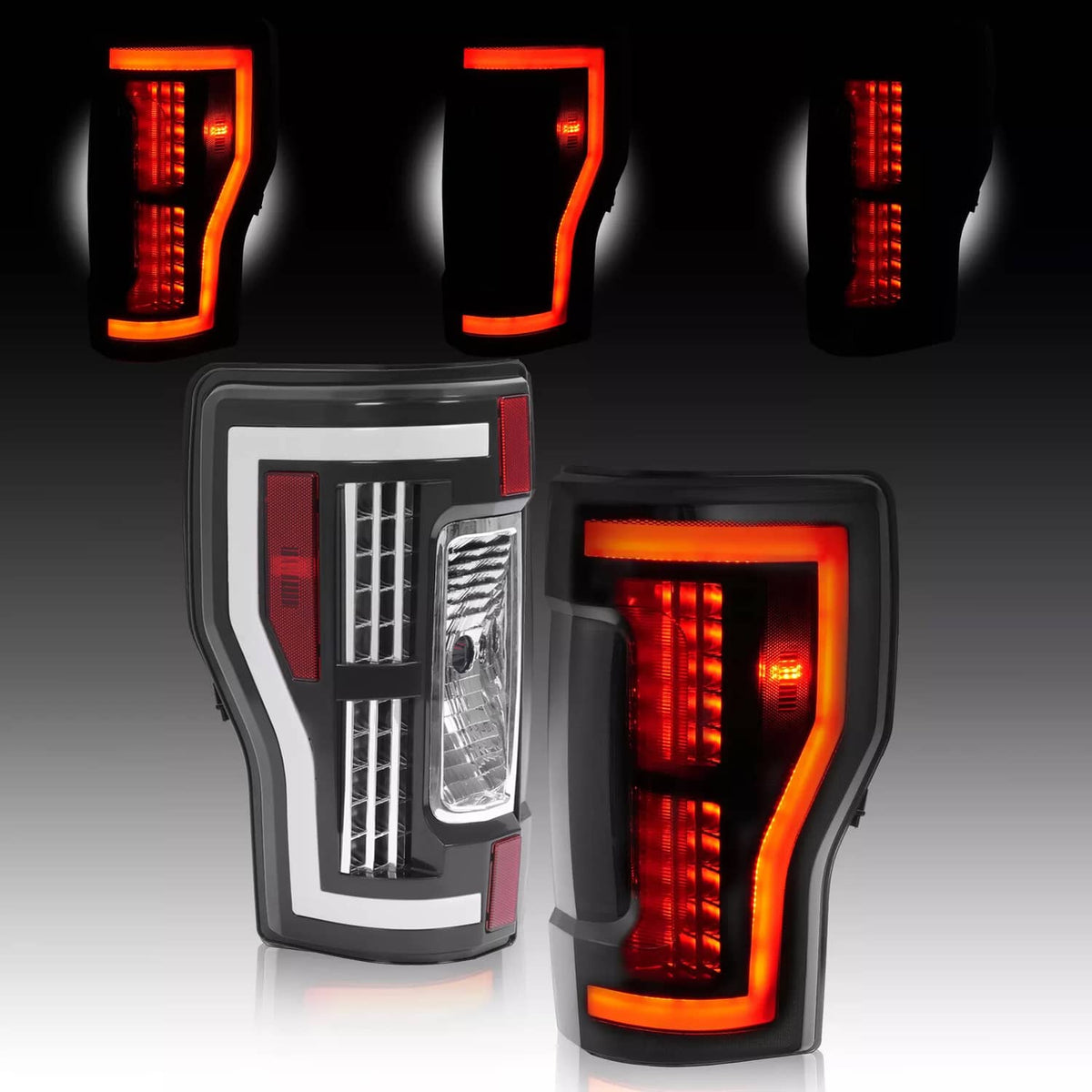 Solid Spare Smoke LED Tail Lights Lamps Pair For Ford F250 F350 F450 SD Super Duty 2017-2019
