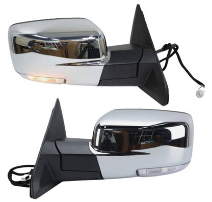 Solidspare Pair For 2013-2019 Ram 1500 Side Mirror Chrome Power Fold Heated Temper Sensor