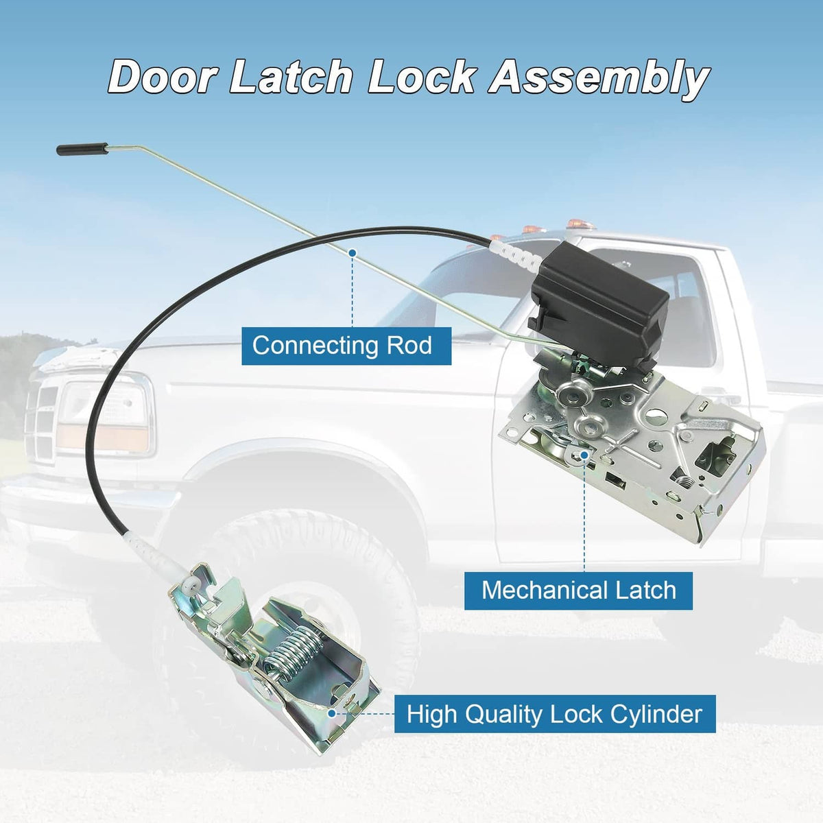 Solidspare Front Left & Right Door Lock Latch with Cable & Rod Kit for 92-97 Ford F-Series