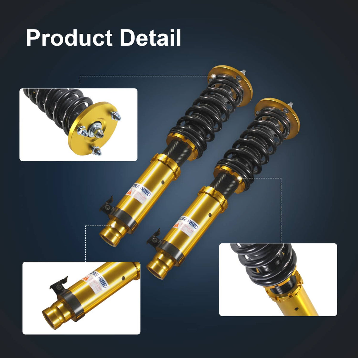 Solidspare Gold Coilovers Suspension Lowering Kit NEW For Honda Accord 2008-2012 JDMSPEED