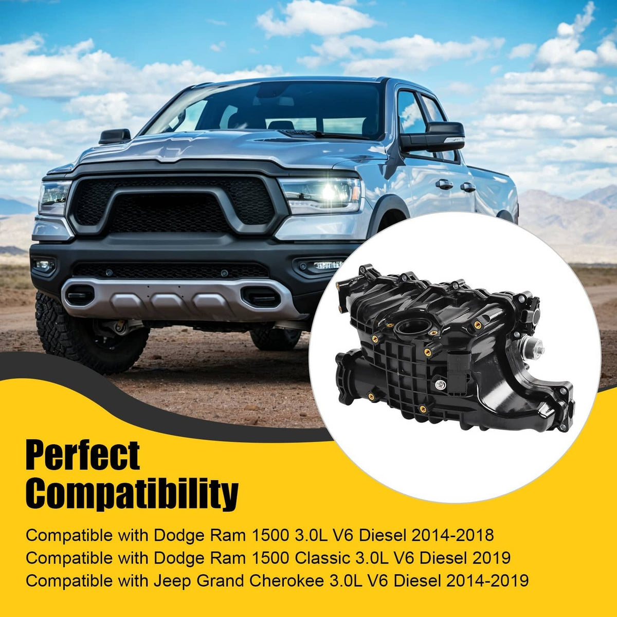 Solidspare 615-311 Intake Manifold Assembly w/ Actuator For EcoDiesel 3.0L V6 68211167AB