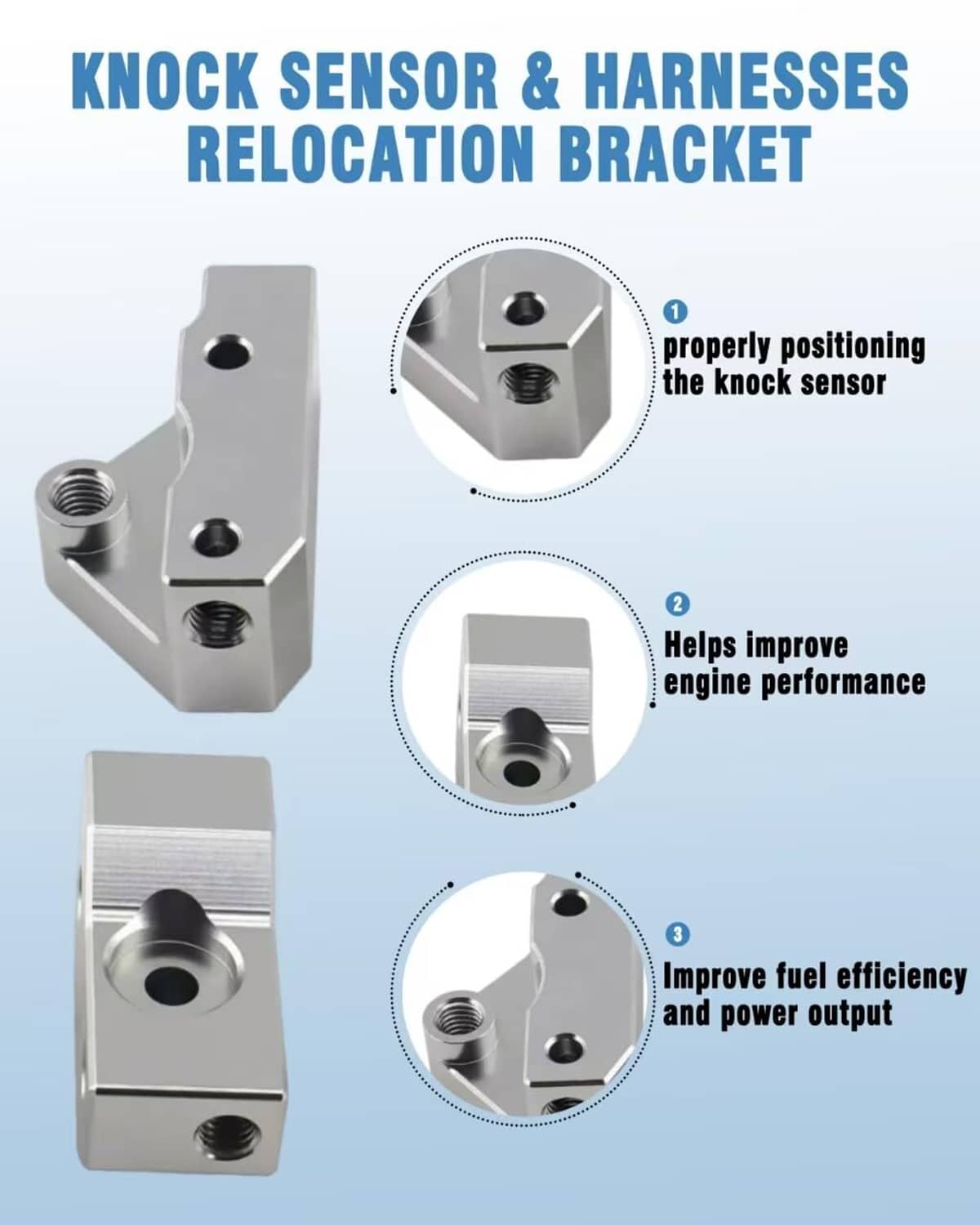 Solidspare Knock Sensor Relocation Bracket Kit For 1997-2007 GM Gen III LS V8 Engines LS1