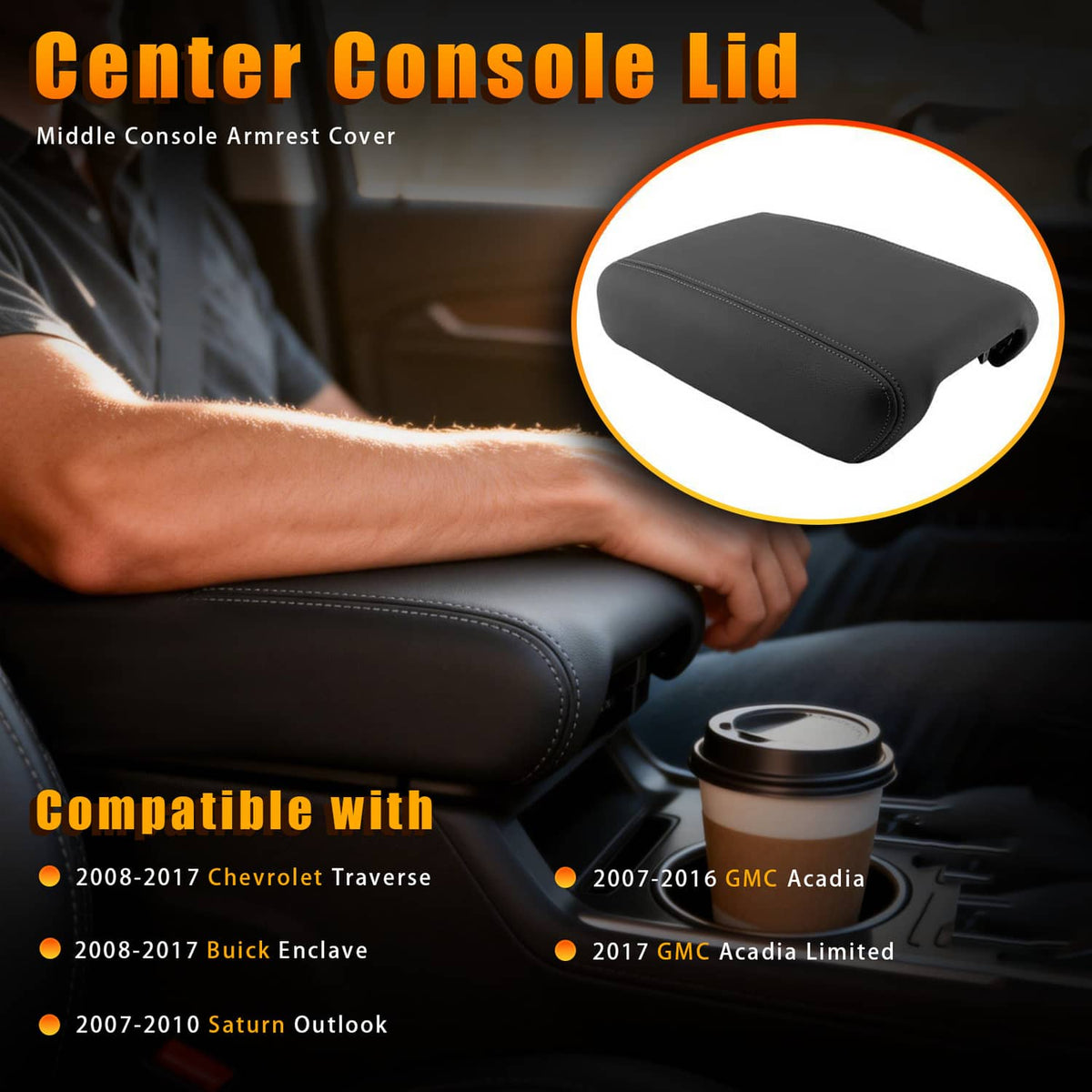 Solidspare Center Console Lid For Buick Enclave Chevrolet Traverse GMC Acadia 22905370