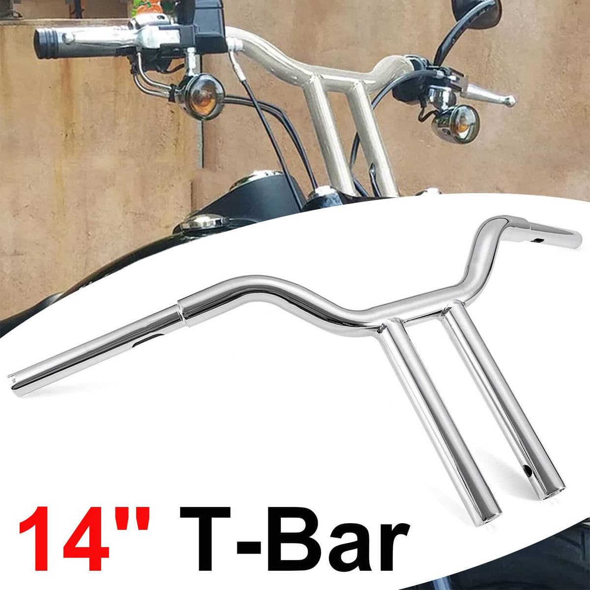 Solidspare Chrome 14" MX-T Bars Handlebar For Harley Sportster XL Iron 883 1200 48 FLST US