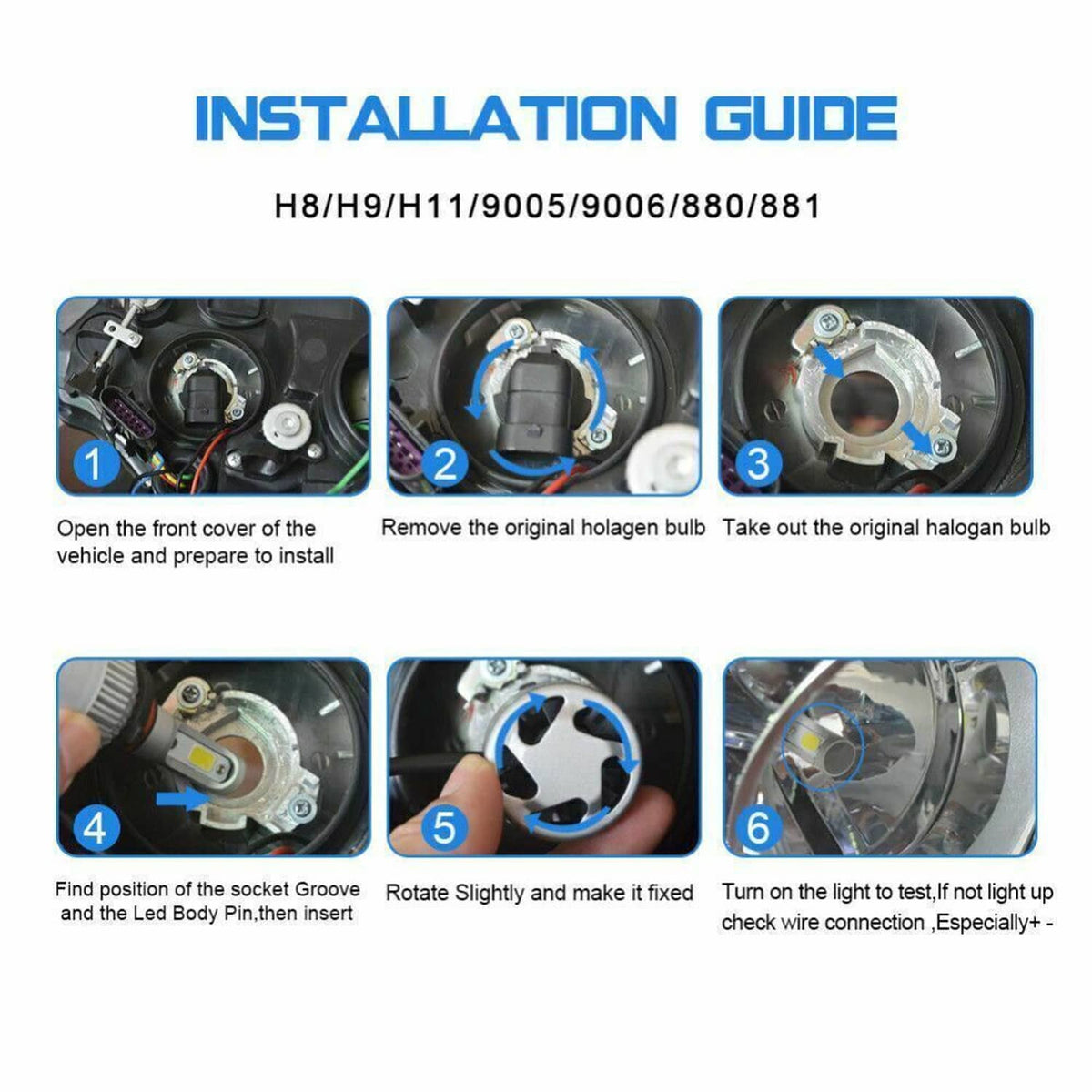 Solidspare 9005 9006 LED Headlights Kit Combo Bulbs 6500K High Low Beam Super White Bright