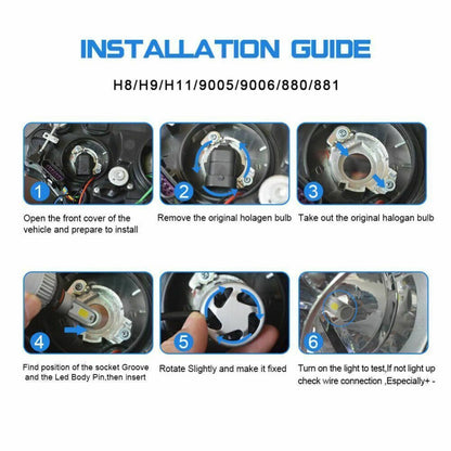 Solidspare 9005 9006 LED Headlights Kit Combo Bulbs 6500K High Low Beam Super White Bright
