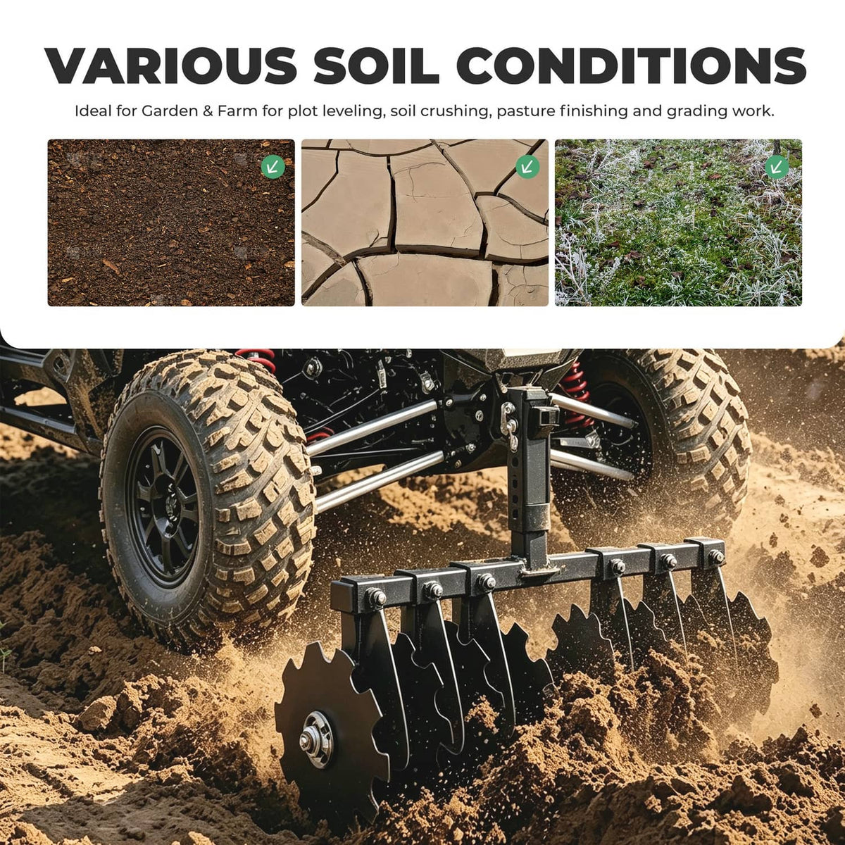 Solidspare 34" Disc Plow Harrow w/ 2-inch Receiver Hitch 8-blade disc For Tractor ATV UTV