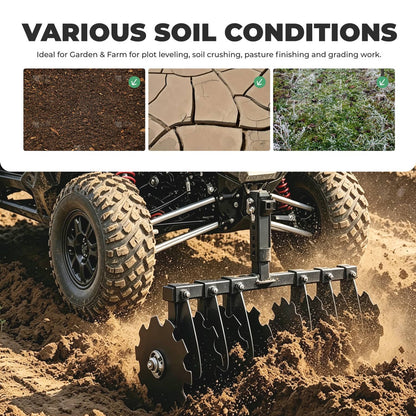 Solidspare 34" Disc Plow Harrow w/ 2-inch Receiver Hitch 8-blade disc For Tractor ATV UTV