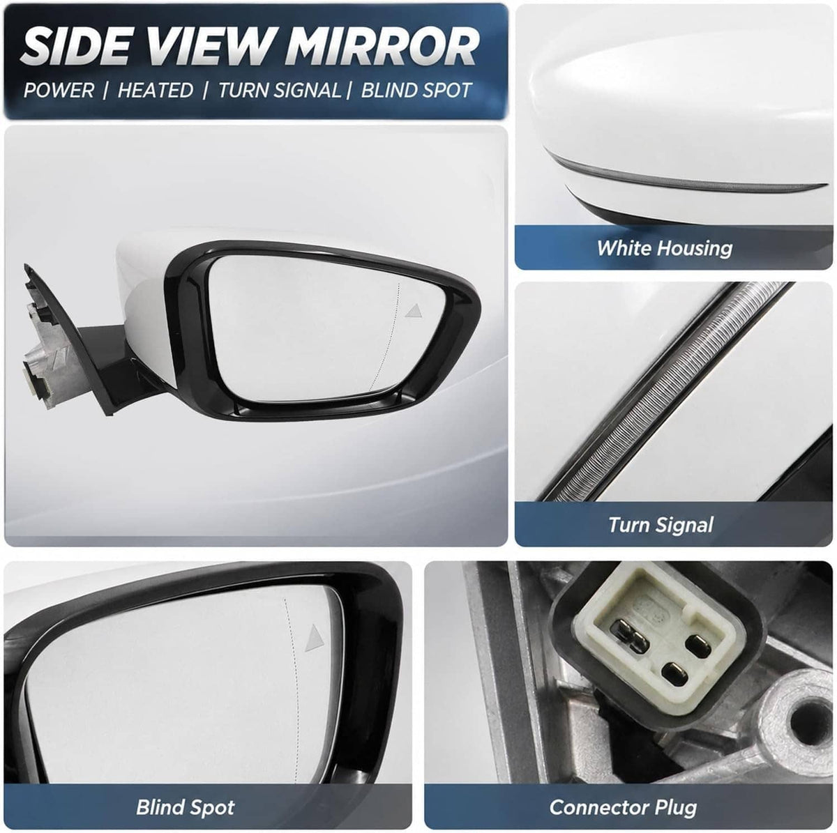 Solidspare Passenger Side Mirror w/Blind Spot White For 2019-2023 BMW 320i 330i 330e