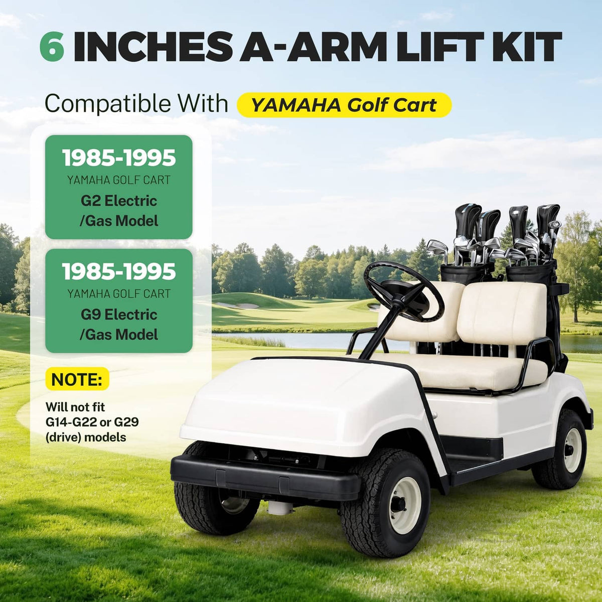 Solidspare 6'' A-Arm Lift Kit Enhanced For Yamaha Golf Cart G2 G9 Electric Gas 1985-1995