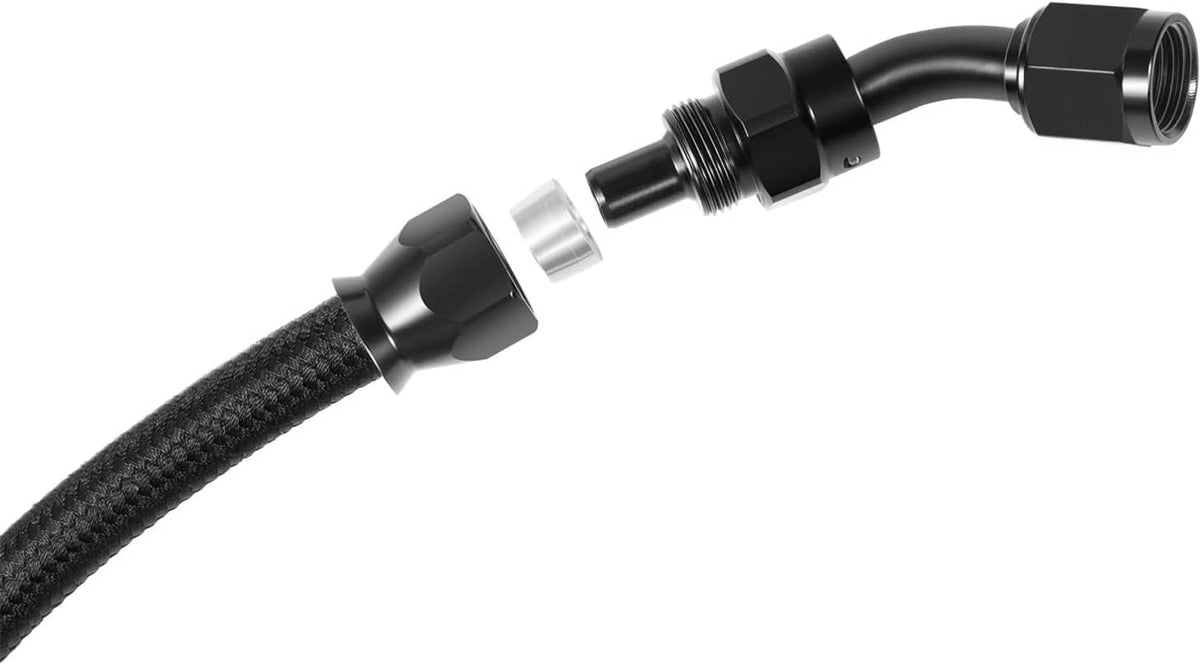Solidspare 6AN 3/8” PTFE Fuel Line Kit w/Nylon Stainless Braided Fuel Hose 25FT (16Pcs)