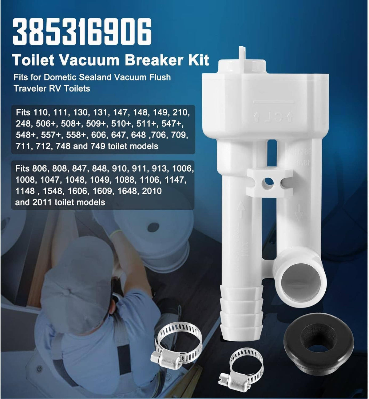 Solid Spare 385316906 Vacuum Breaker Kit for Dometic SeaLand, VacuFlush, Traveler Toilets