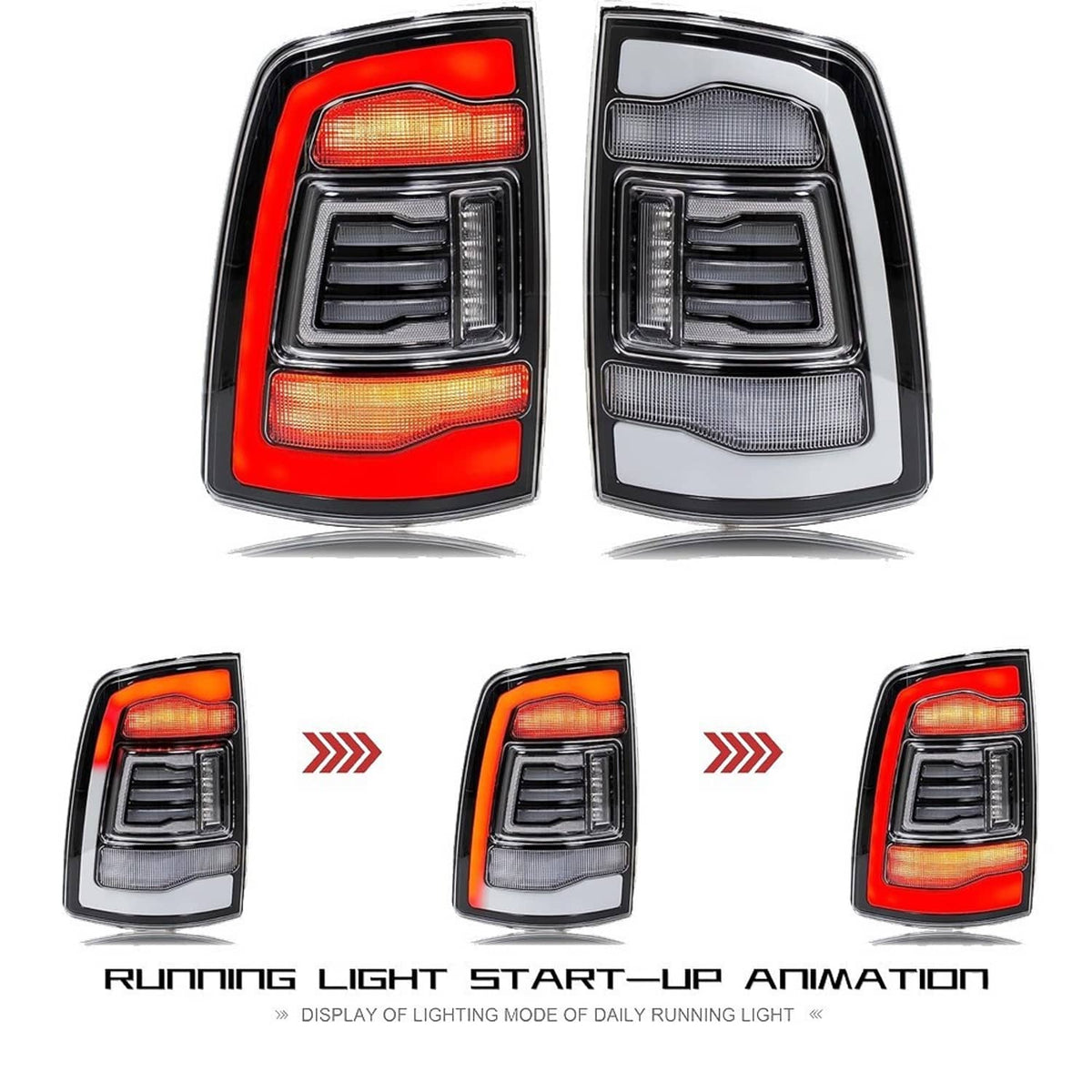 Solidspare Pair LED Tail Light for 09-18 Dodge Ram 1500 2500 3500 Rear Light Clear Lens New