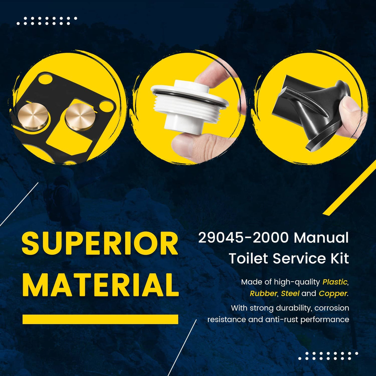 Solidspare Replace Jabsco 29045-2000 Twist N Lock Marine Manual Toilet Service Kit 98-07