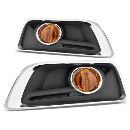 Solid Spare Front Bumper Fog Light Lamp w/Bezel Chrome Trim Set For Chevy Malibu 2013-2015