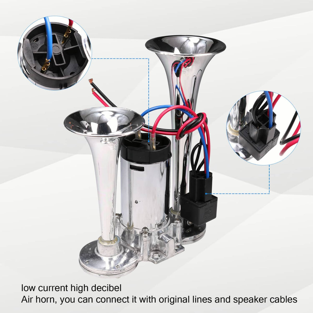 Solidspare Super Loud Car Electric Horn 600DB 12V Dual Trumpets Truck Boat Train Speaker