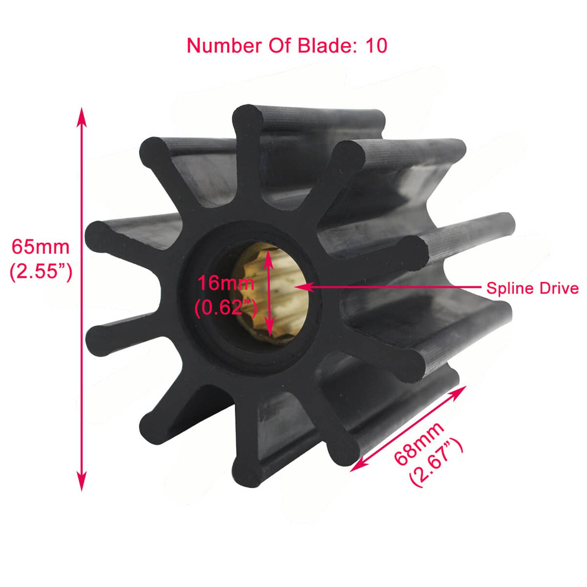 Solid Spare Water Pump Impeller Replacement Yanmar Inboard 6LY-STE 6LY-UTE For 119593-42200