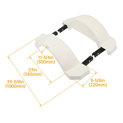 Solidspare Pair L&R Single Axle Trailer Fenders White HDPE For 13" diameter Wheels Tires