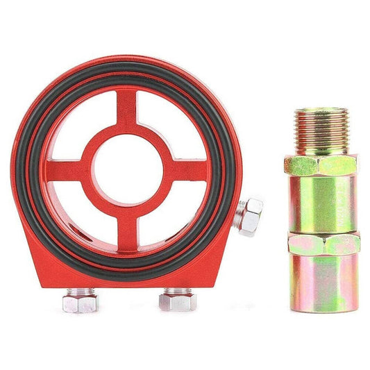 Solidspare NEW Fit For Car Sport Aluminum Oil/Gauge Filter Sandwich Adapter Plate Kit Red
