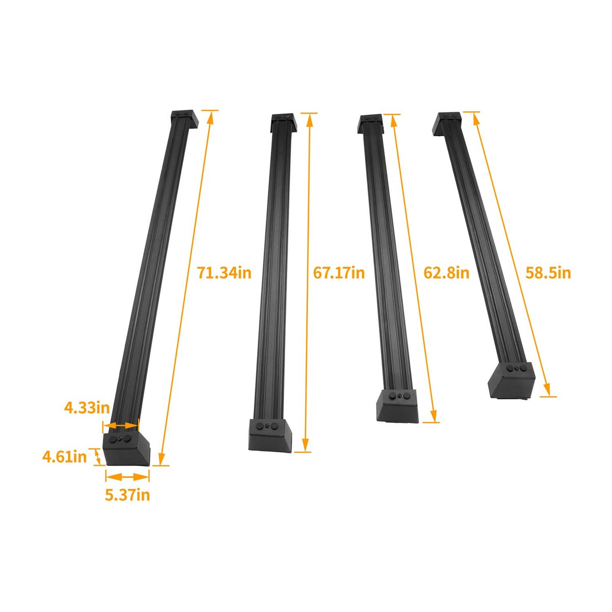 Solid Spare For Tesla Cybertruck 2024-Up Roof Rack Cross Bar Luggage Cargo Carrier 4 Pack