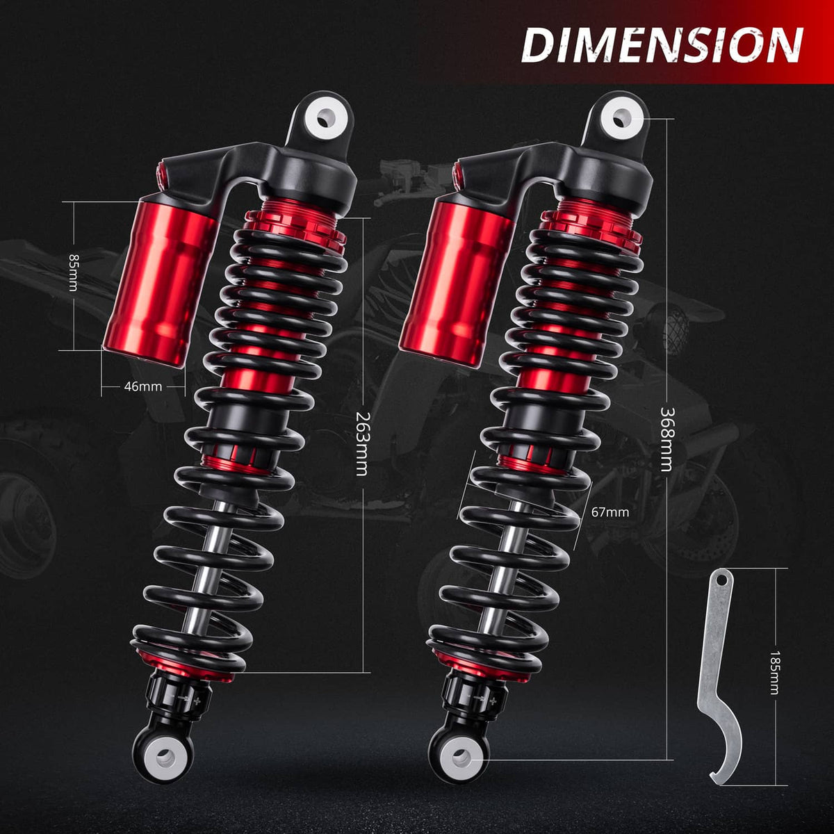 Solidspare 2Pcs Adjustable Front Air Shock Absorbers for 1987-06 Yamaha Banshee 350 YFZ350