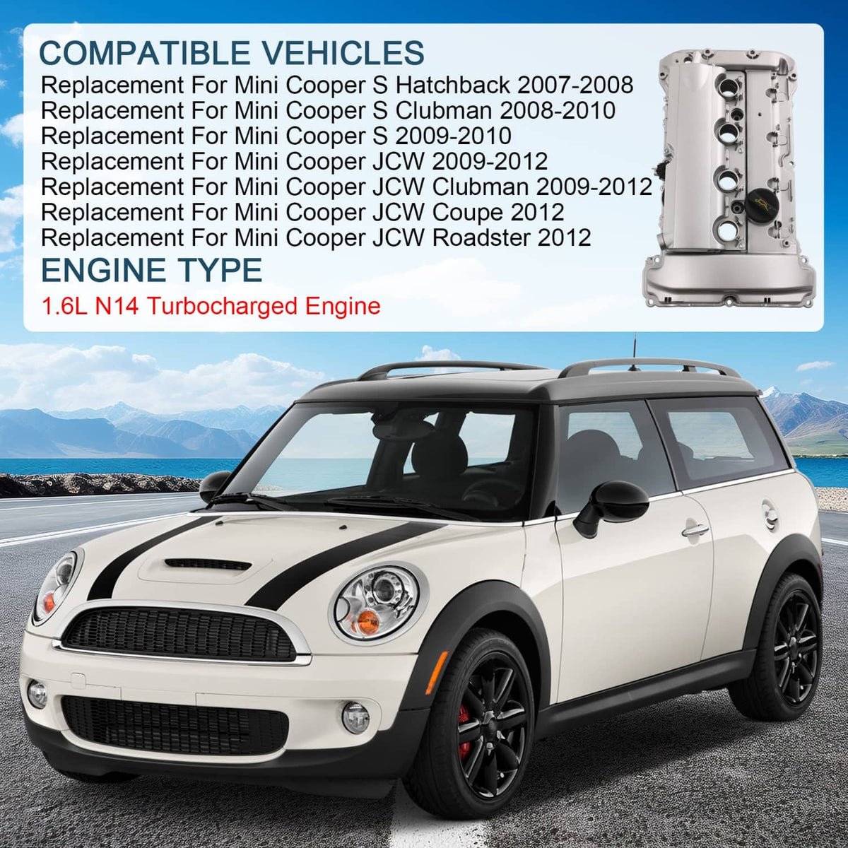 Solidspare Turbo Aluminum Valve Cover W/Gasket For Mini Cooper JCW R55 R56 R59 1.6L