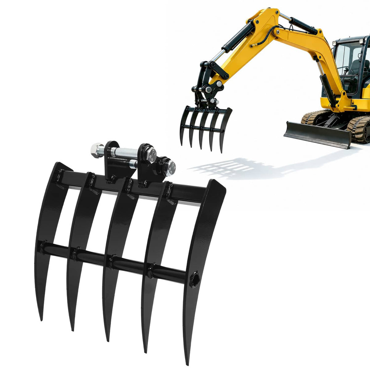Solidspare Mini Excavator Attachment Rake 5 Tools For Mini Excavator  Heavy Duty Thick