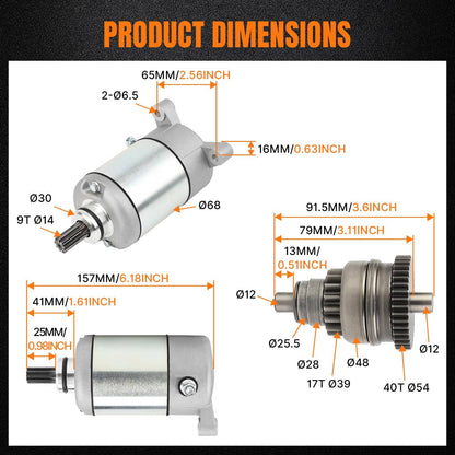Solidspare Starter Motor & Starter Drive For Polaris Sportsman 500 4x4 1996-2000 1997 1998
