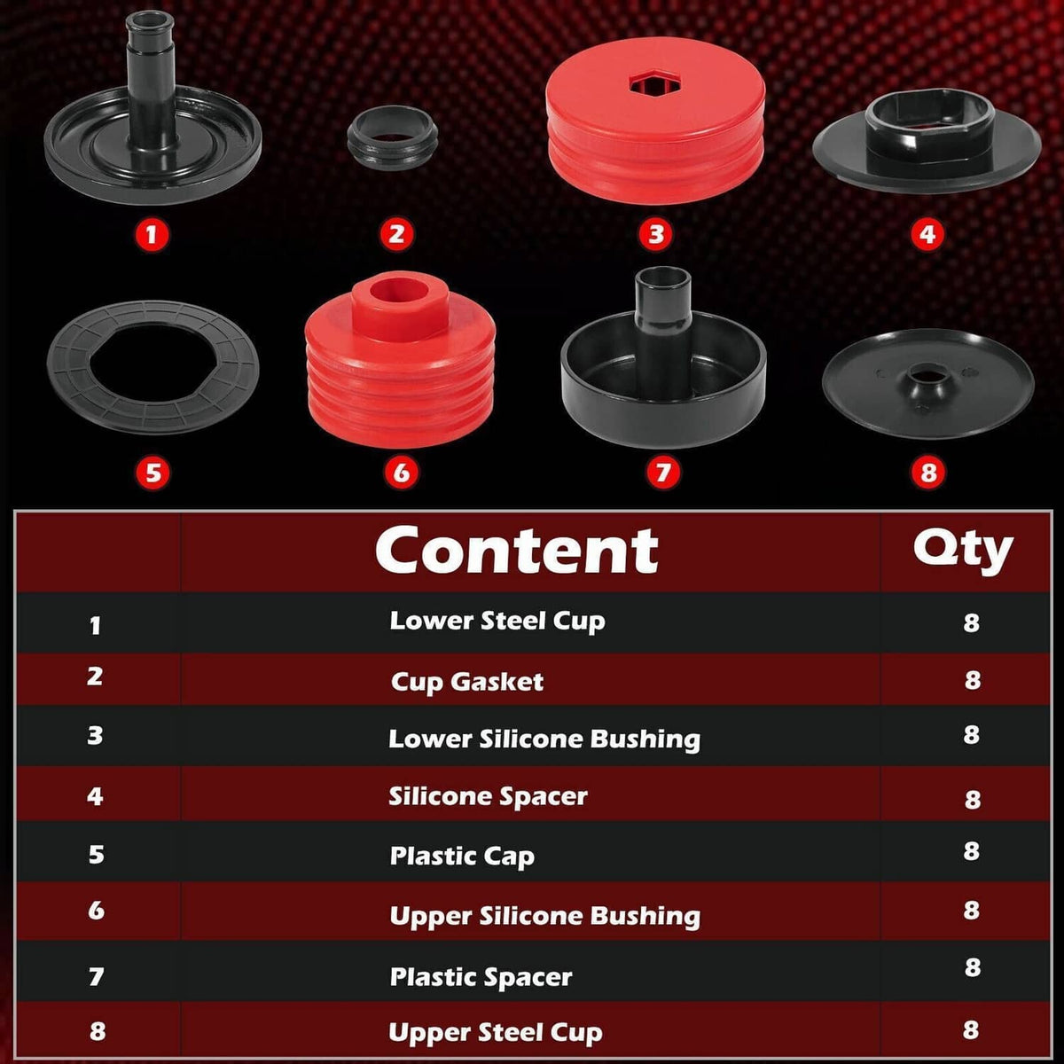 Solidspare New Silicone Body Mount Bushing Kit for Ford F250 F350 08-16 Super Duty Crew Cab