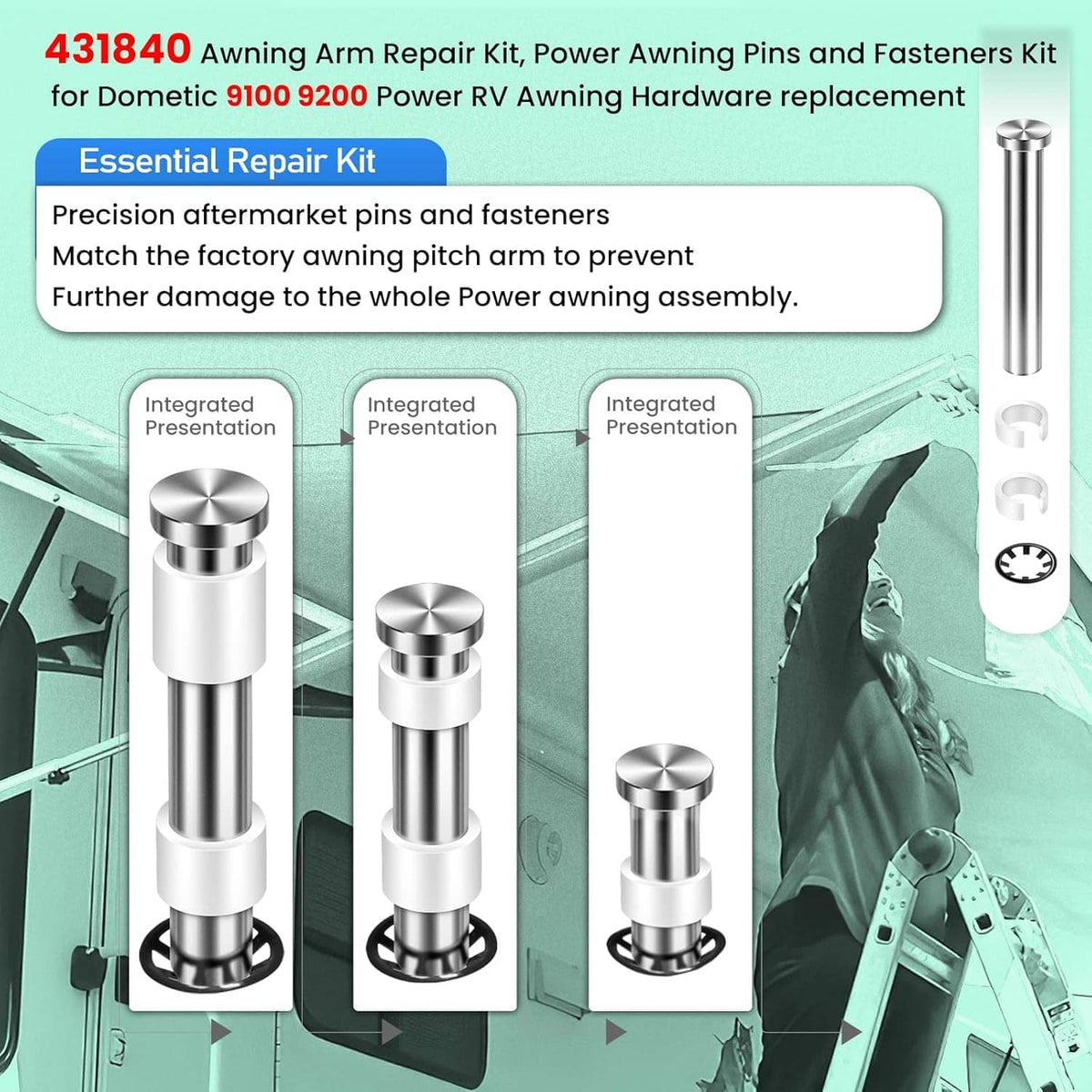 Solid Spare Awning Arm Repair Pin Kit for Power Rv CamperTrailer 431840 540900 431847 436366